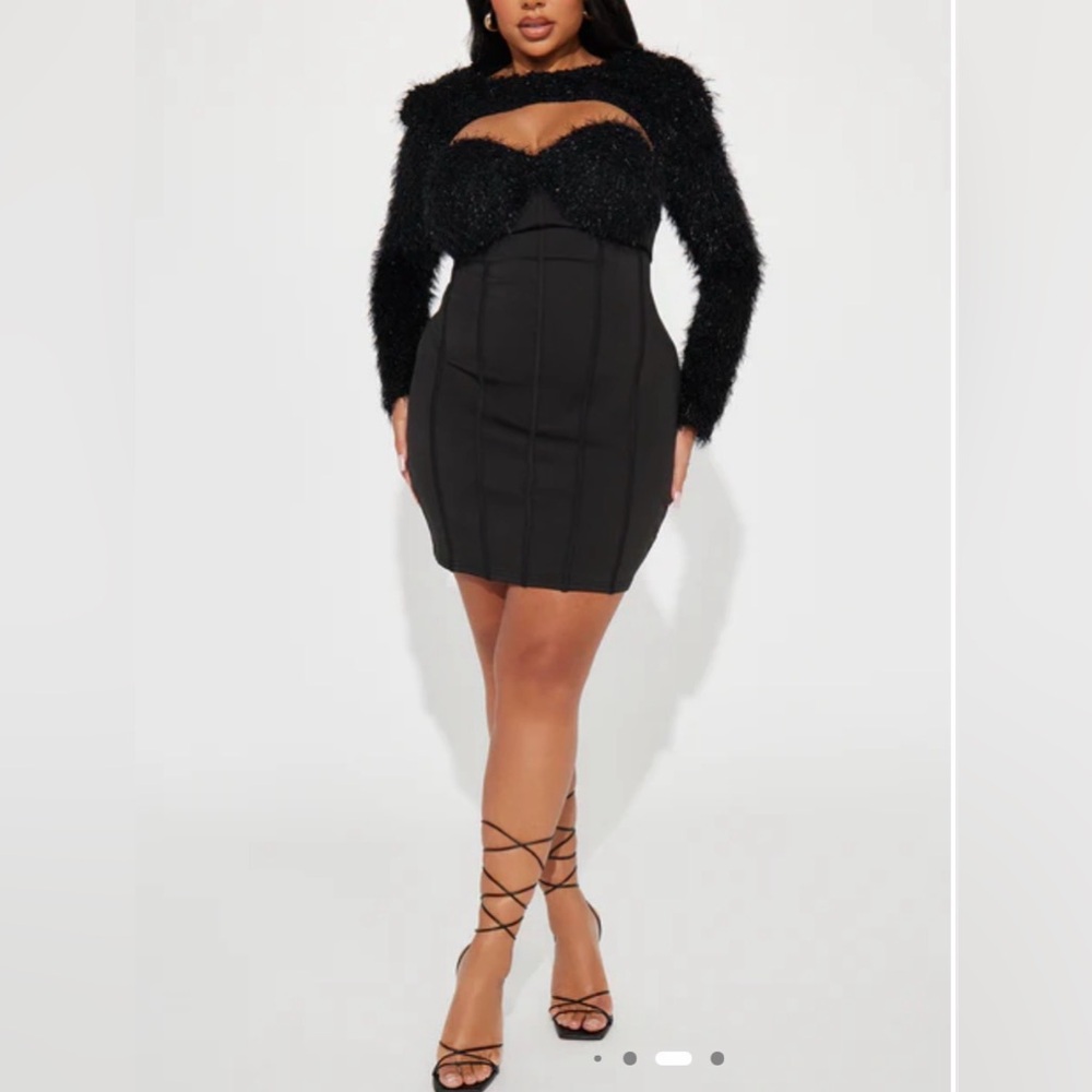 Elegant Black Strapless Dress with matching jacket Size 1XL (New)
